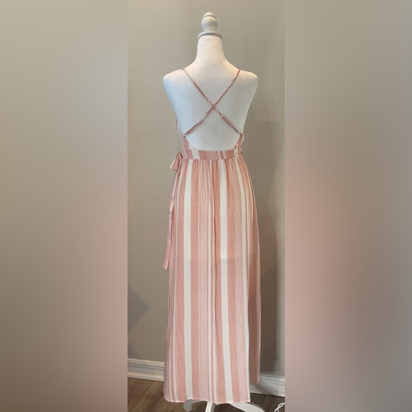 Harper Pink and Ivory Striped Wrap Dress - Picture 7 of 14